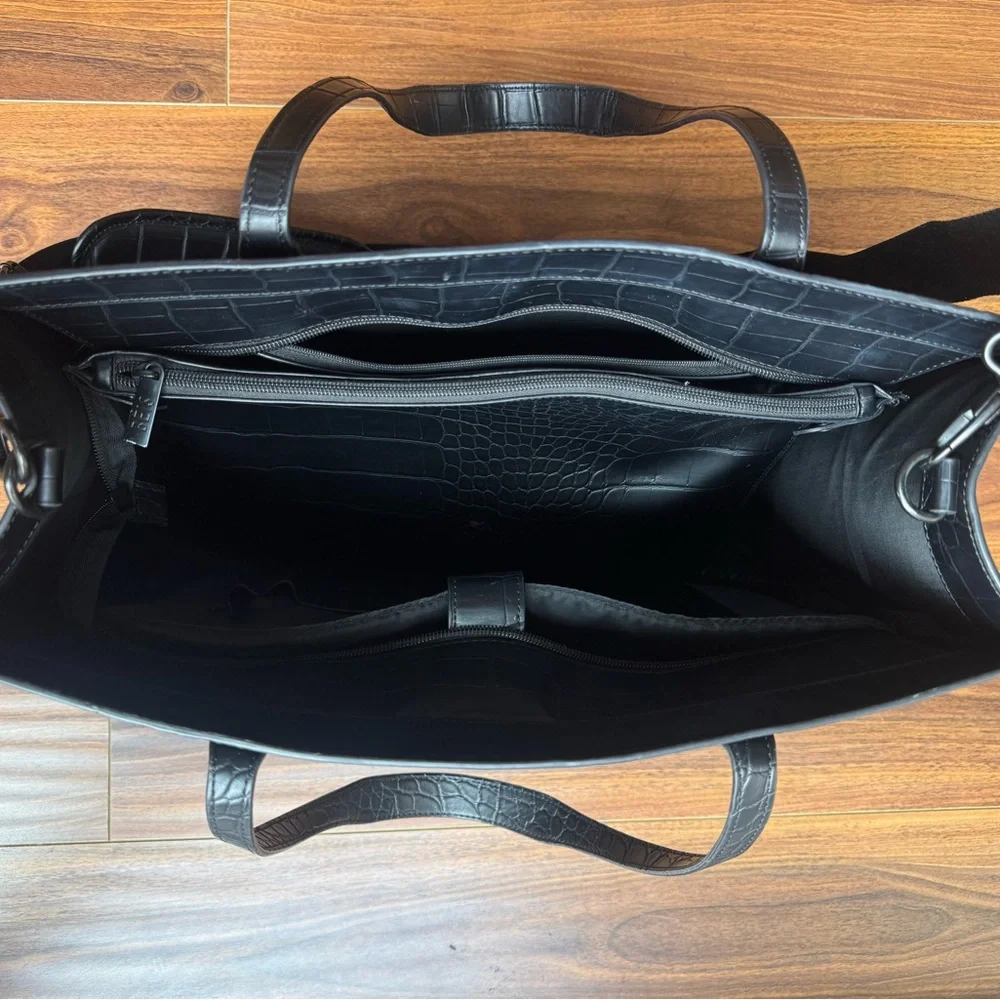 Beis - The Large Work Tote 
in Black Croc Purse - Picture 3 of 9